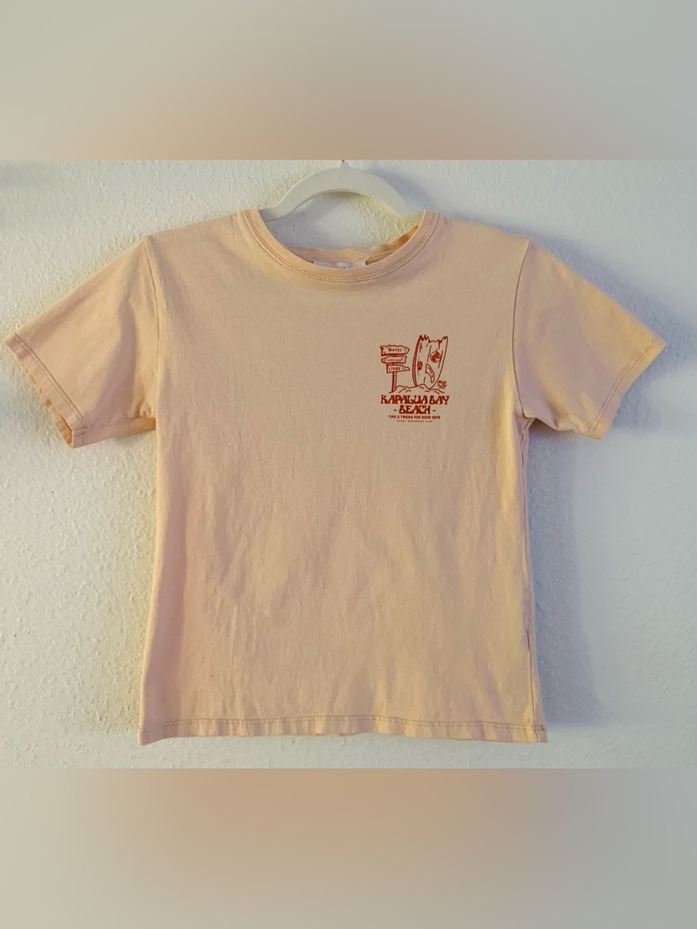 Zara  Kids Peach Short-Sleeve Tee with Red KAPALUA Bay Graphics Size 8